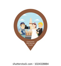 Cameraman With Married Couple In San Francisco Pin Map