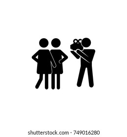cameraman with models icon. Media element icon. Premium quality graphic design. Signs, outline symbols collection icon for websites, web design, mobile app, info graphics on white background