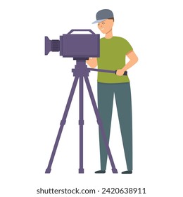 Cameraman news production icon cartoon vector. Media host. Device staff