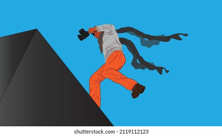 Un camarógrafo en la azotea, dibujo vectorial. 