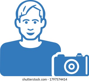 Cameraman, photographer blue color icon