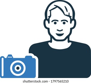 Cameraman, photographer icon, vector graphics