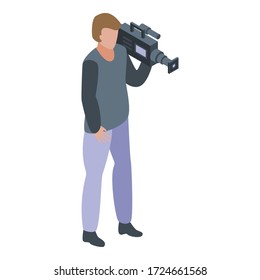 Cameraman shoot icon. Isometric of cameraman shoot vector icon for web design isolated on white background