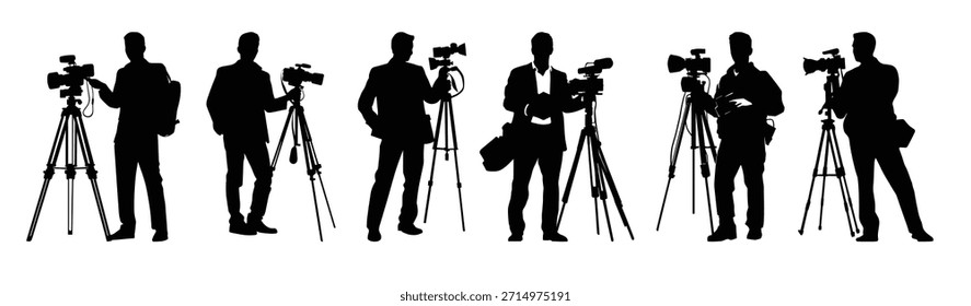 cameraman silhouette clipart bundle vector illustration
