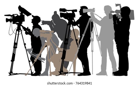 Cameraman silhouette journalists
