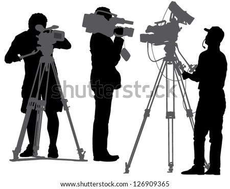 Cameraman Silhouette on white background