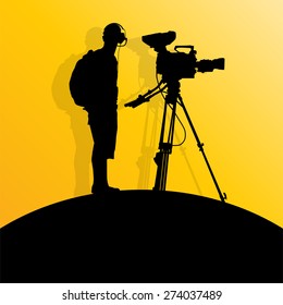 Cameraman silhouette vector background