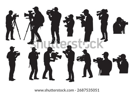 cameraman silhouette white background vector illustration