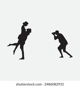 A cameraman is taking pictures vector isulated on white background