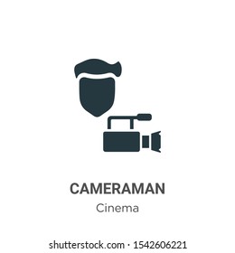 Cameraman vector icon on white background. Flat vector cameraman icon symbol sign from modern cinema collection for mobile concept and web apps design.