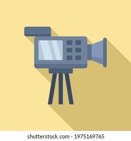 Cameraman video camera icon. Flat illustration of cameraman video camera vector icon for web design