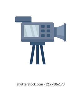 Cameraman video camera icon. Flat illustration of cameraman video camera vector icon isolated on white background