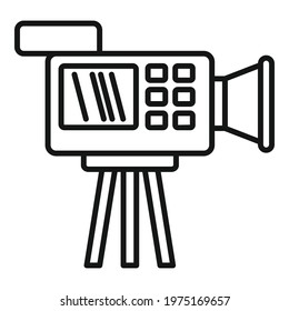 Cameraman video camera icon. Outline cameraman video camera vector icon for web design isolated on white background