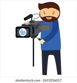 cameraman with video camera on white background vector illustration EPS10
