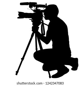 Cameraman Video Camera Silhouettes On White Stock Vector (Royalty Free ...