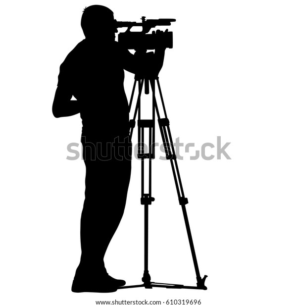 Cameraman Video Camera Silhouettes On White Stock Vector (Royalty Free ...