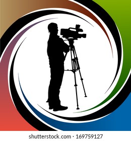 Cameraman at work silhouettes