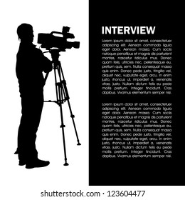 Cameraman at work silhouettes with interview page