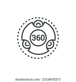 Cameras 360 degrees icon, vector illustration