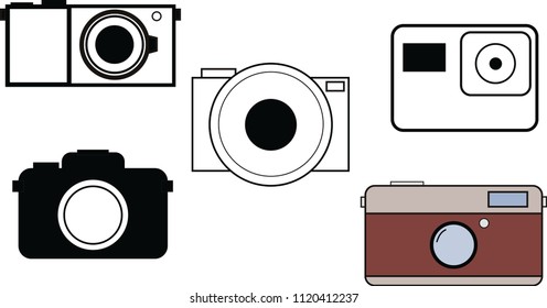 Cameras and action camera, icons