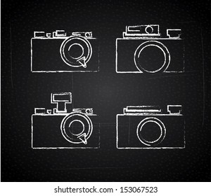 cameras design over black background vector illustration  
