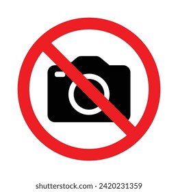 Cameras prohibited icon vector image. No photographing prohibit icon logo collection.