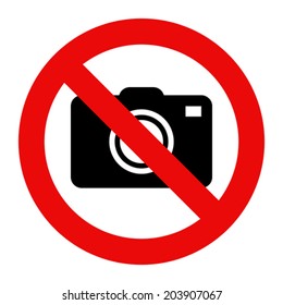 Cameras prohibited sign. No photography sign isolated on white background