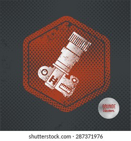 Camera,stamp design on old dark background,grunge concept,vector
