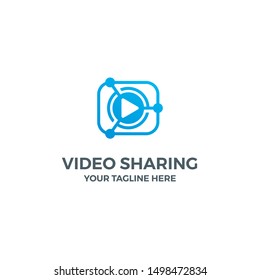 Camere Video Play Button Share Sharing Upload Host Cloud Vector Illustration Logo