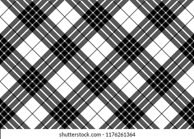 Cameron black white tartan pixel seamless pattern. Vector illustration.