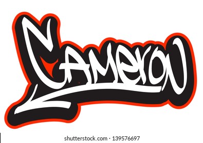 Cameron Graffiti Font Style Name Hiphop Stock Vector Royalty Free