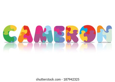 CAMERON written with alphabet puzzle - vector illustration