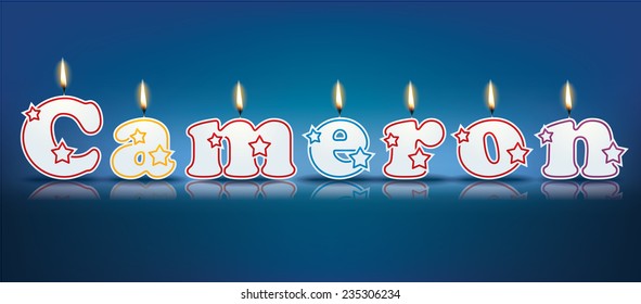 CAMERON written with burning candles - vector illustration