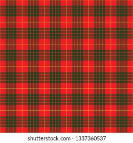 Cameron's modern tartan. Seamless pattern of a traditional Scottish tartan of Cameron's clan for fabric, kilts, skirts, plaids. Frequent, small weaving.