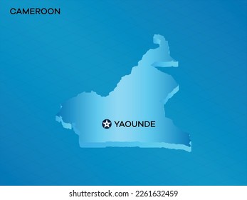 Kamerun 3D Isometrische Karte mit Capital Mark Yaounde Vektorgrafik Design