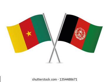 Cameroon and Afganistan flags. Vector illustration.
