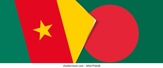 Cameroon and Bangladesh flags, two vector flags symbol of relationship or confrontation.