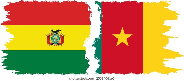 Cameroon and Bolivia grunge flags connection, vector