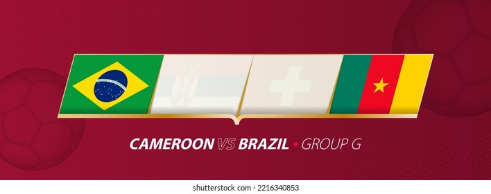 Cameroon - Brazil football match illustration in group A. Vector flags.