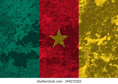 Cameroon, Cameroun flag on concrete textured background