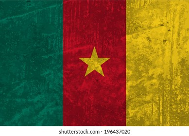 Cameroon, Cameroun flag on concrete textured background