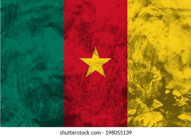 Cameroon, Cameroun flag on concrete textured background