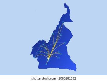 Mapa conceptual de Camerún, ilustración de Camerún para internet o innovación o tecnología. El archivo es adecuado para la edición digital y las impresiones de todos los tamaños.