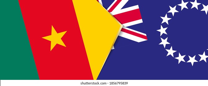 Cameroon and Cook Islands flags, two vector flags symbol of relationship or confrontation.
