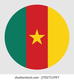 Vector e ilustración de la bandera circular del país de Camerún con fondo de color gris 
