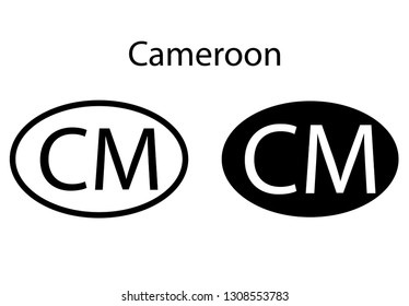 Cameroon country code icon.  Iso code country domain name.   CM - Cameroon abbreviated. vector
