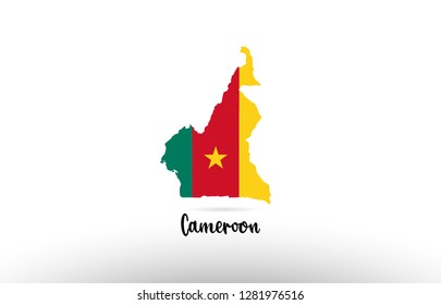 Cameroon country flag inside country border map design suitable for a logo icon design