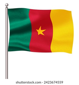 Cameroon country flag pole icon