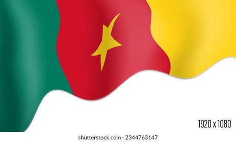 Cameroon country flag realistic independence day background. Cameroon commonwealth banner in motion waving, fluttering in wind. Festive patriotic HD format template for independence day