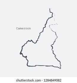 Cameroon country map line shape. Brush style. Vector illustration